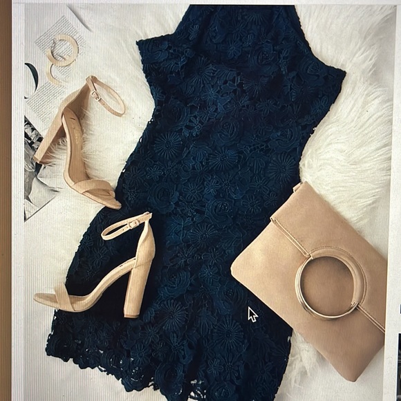 Love Poem Navy Blue Lace Mini Dress - Picture 4 of 6